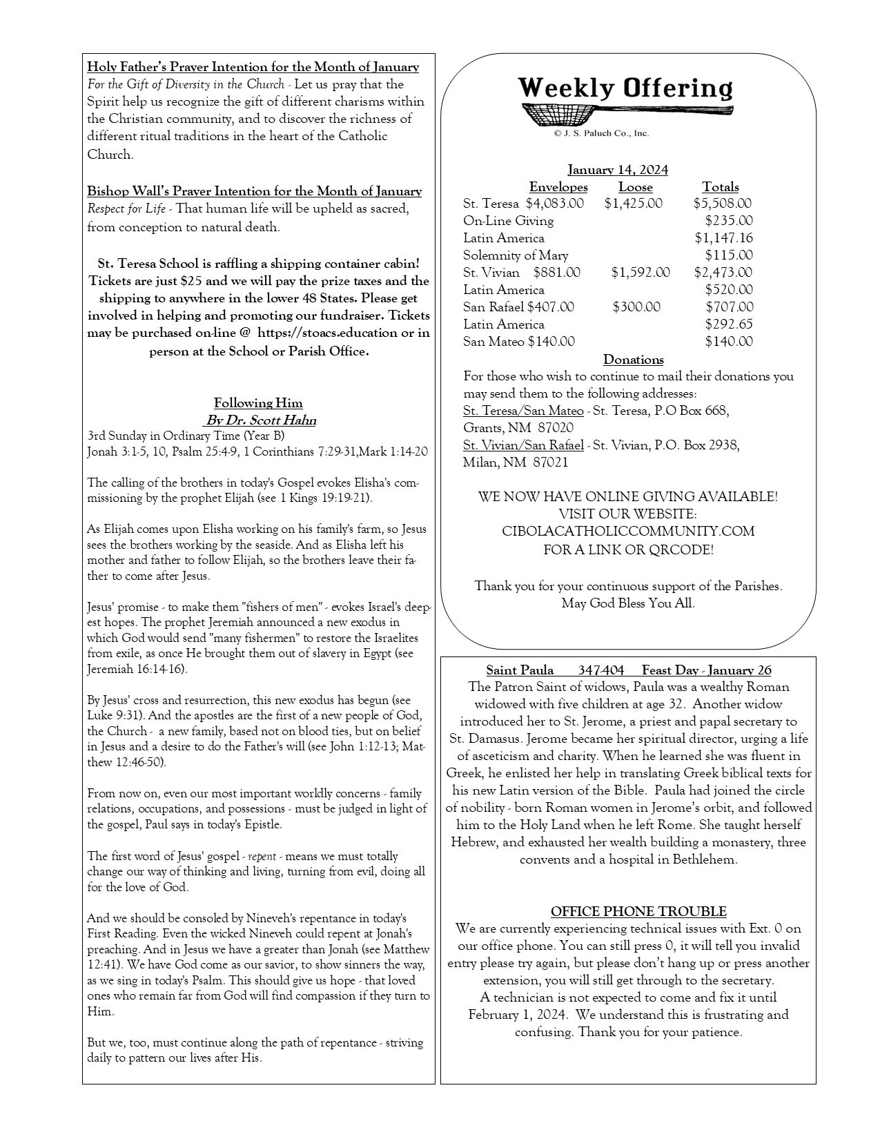 JANUARY 21 2024 BULLETIN CIBOLA CATHOLIC COMMUNITY   January 21 2024 2 